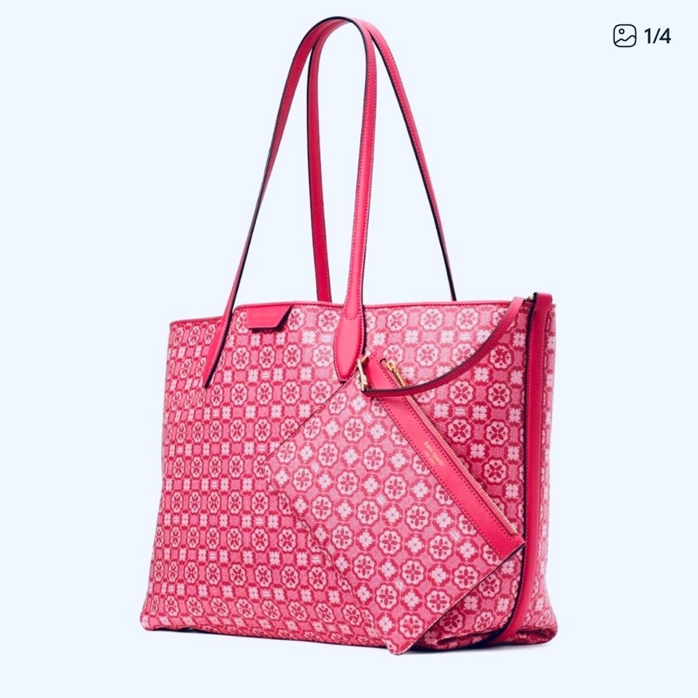 Kate Spade Pink Geometric Tote with Pouch (2 Piece) BarbieCore NWT
